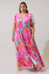 Calista Floral Linana Button Front Maxi Dress Curve